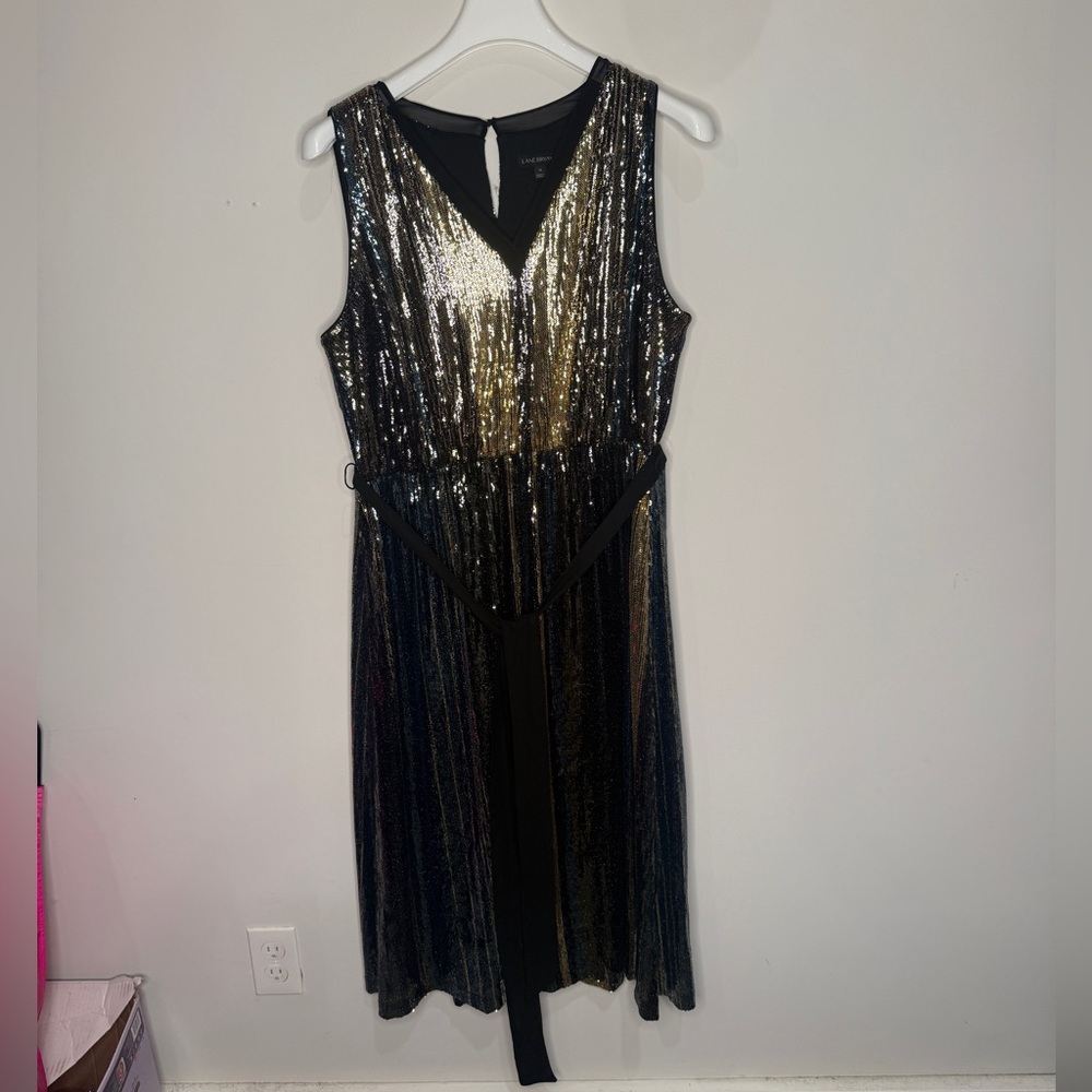 Lane Bryant Classic Gold Blue Silver Sequin Dress